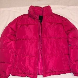 pink // puffer jacket